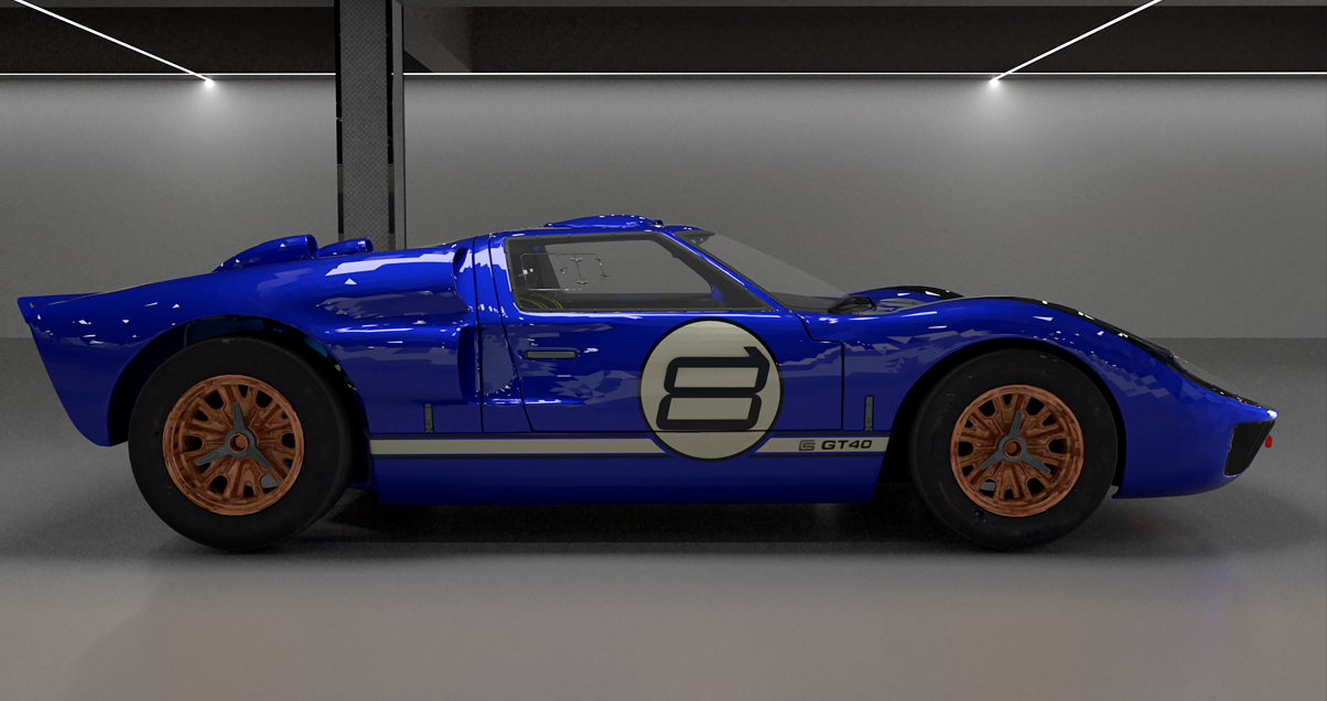 Shelby GT40 azul modelado en 3D